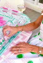 Pink Mid-Century Mahjong Tablecloth in Palm Springs pattern