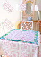 Pink Mid-Century Mahjong Tablecloth in Palm Springs pattern